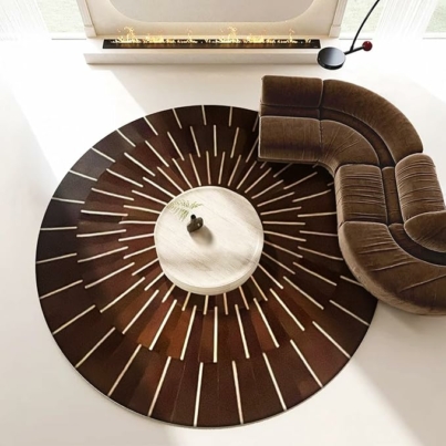 Leather round rug