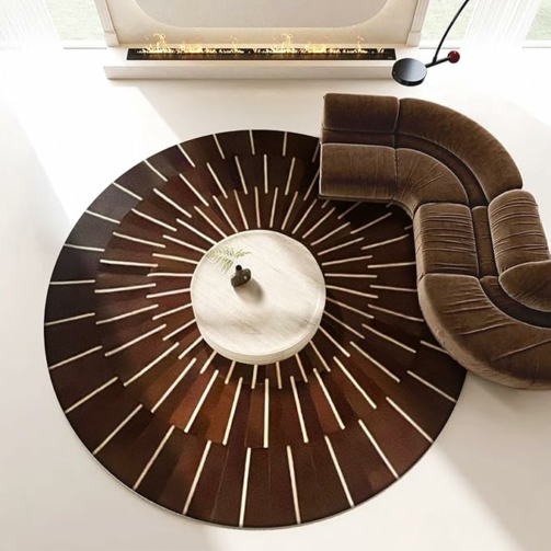Leather round rug