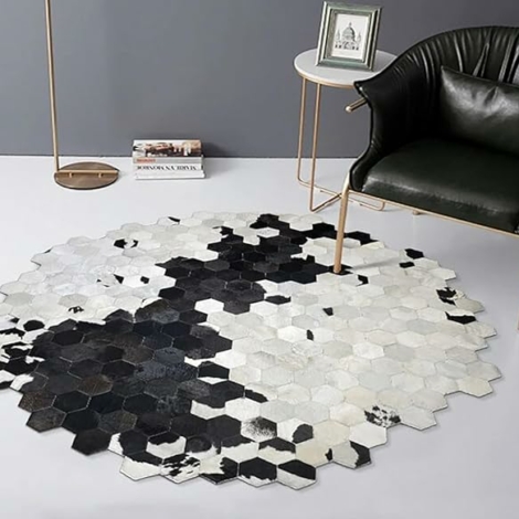 leather hexagon patchwork rugs